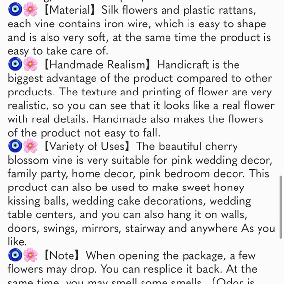 8pcs 47.2ft Artificial Cherry Blossom Flower Garland Hanging Vines for Spring - Picture 6 of 7